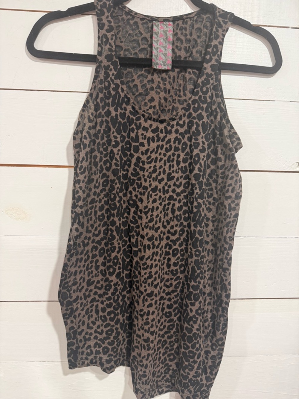 Leopard Print Burnout Racerback Tank - Black & Brown